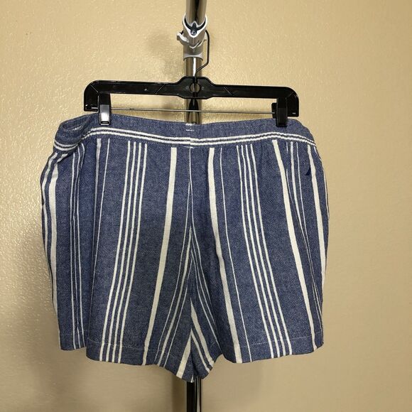 Nautica Shorts Womens Extra Large Blue White Striped Linen Blend Pockets Casual - Picture 2 of 8